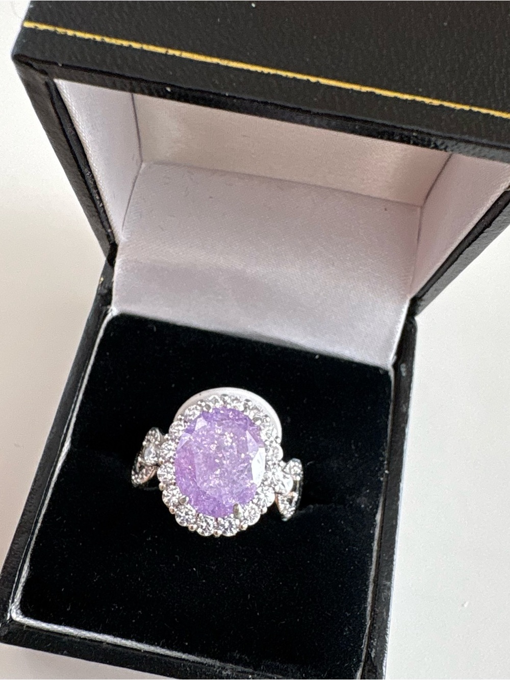 Bomb Party The 2424 Ring RG77681 Amethyst Ice Crystal Rhodium Plating